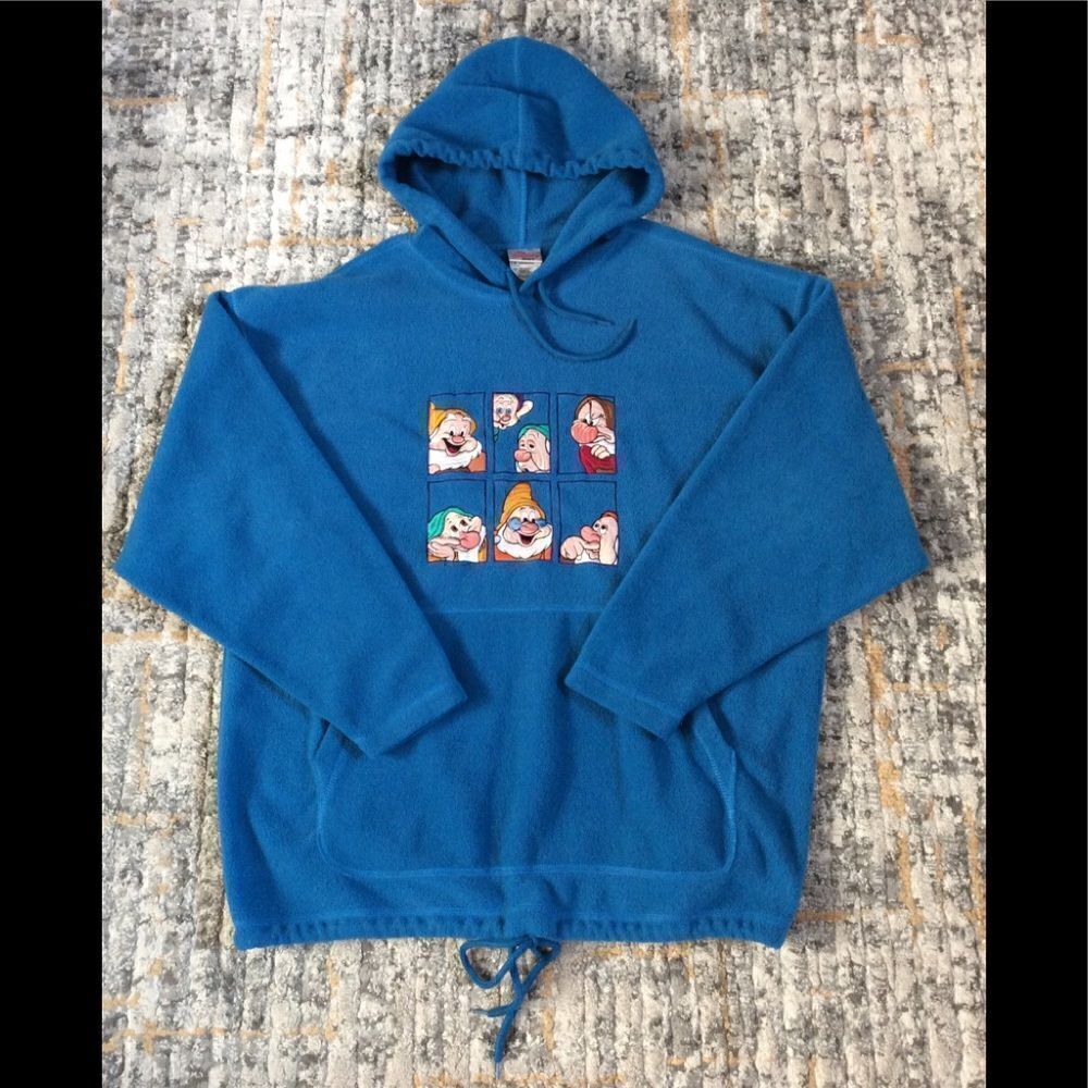 VINTAGE DISNEY SEVEN DWARVES FLEECE HOODIE! EUC! L